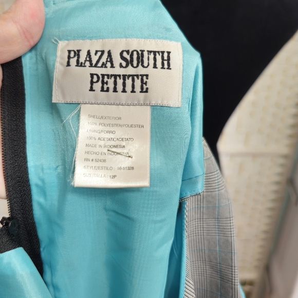 Vintage Plaza South Petite Glen Plaid Pleated Skirted Sheath Dress Y2K - Picture 6 of 7